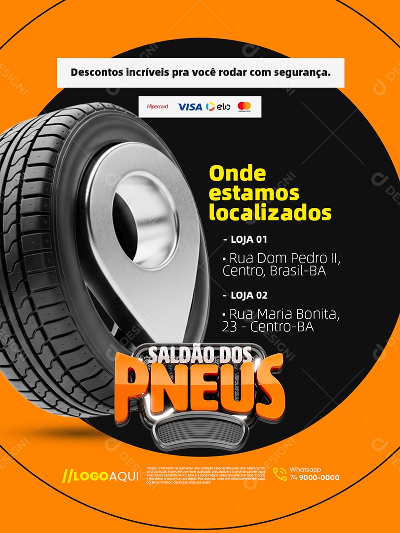 Saldão dos Pneus Onde Estamos Localizados Social Media PSD Editável