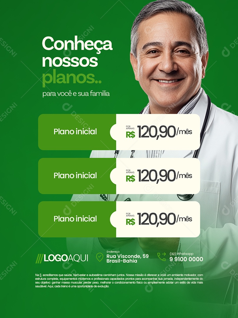 Tabela de Valores Conheça Nossos Planos para Você e Sua Família Convênio Médico Social Media PSD Editável
