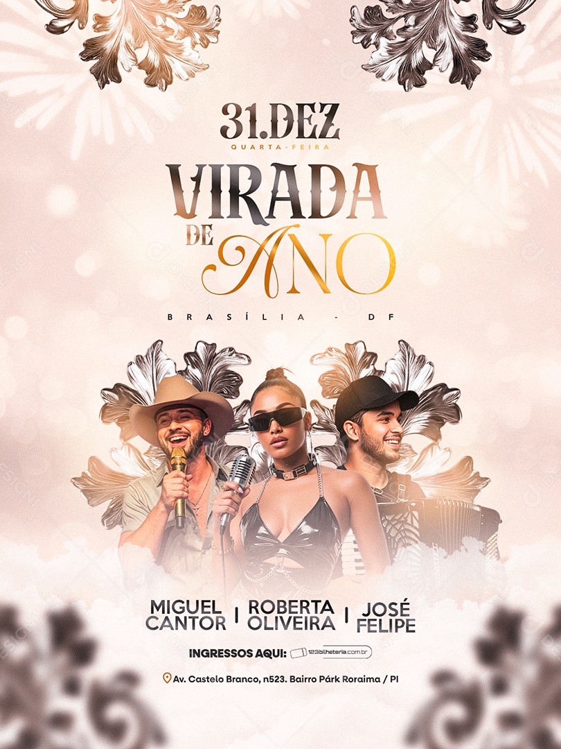 Flyer Próximos Shows Virada de Ano Social Media PSD Editável