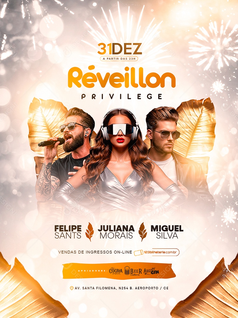 Flyer Próximos Shows Réveillon Privilege Social Media PSD Editável