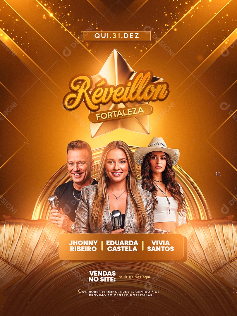 Flyer Próximos Shows Réveillon Fortaleza Social Media PSD Editável