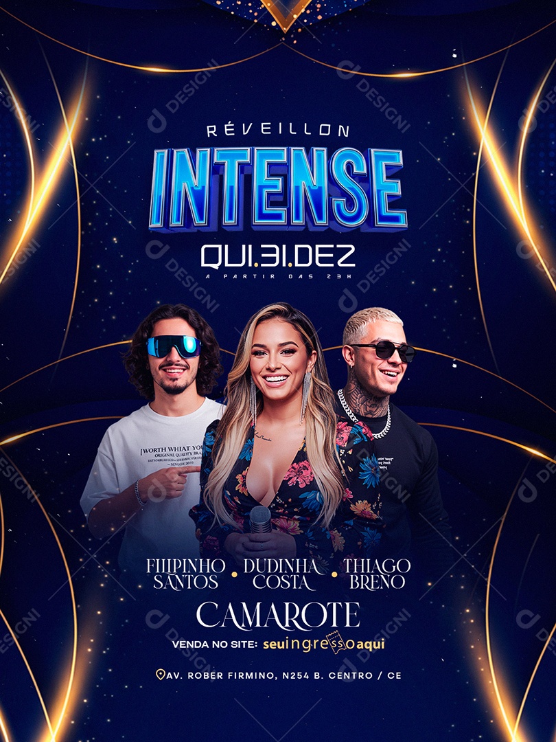 Flyer Próximos Shows Réveillon Intense Social Media PSD Editável