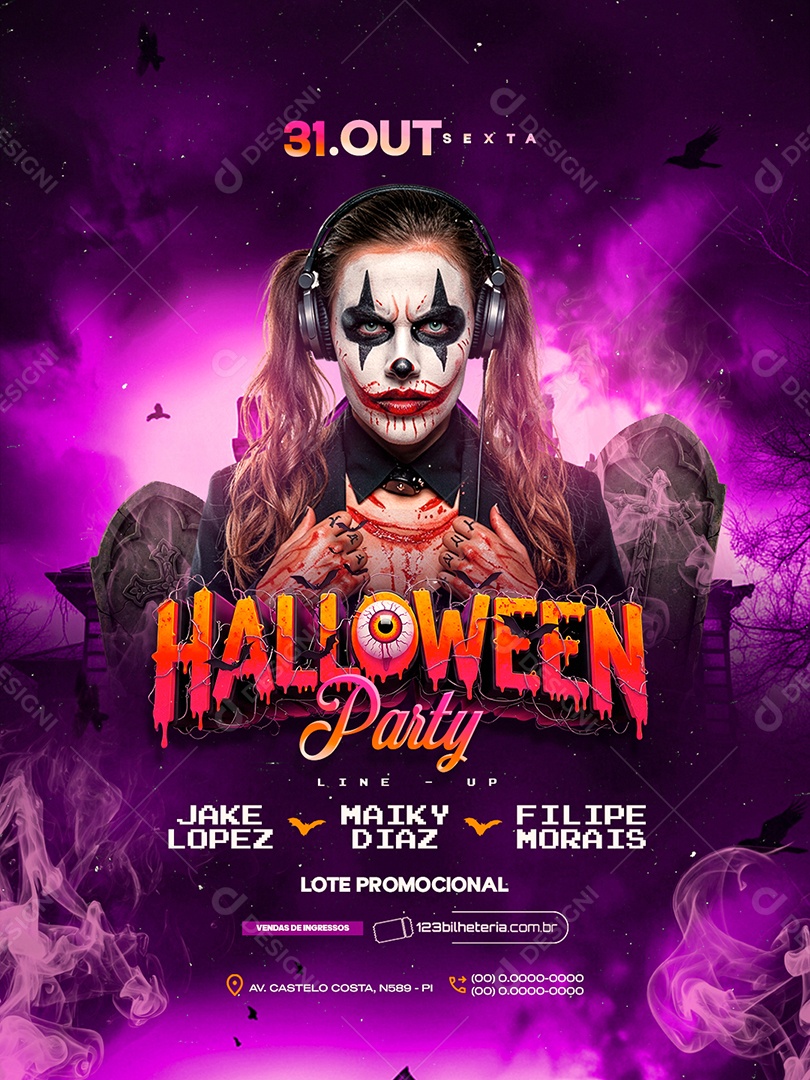 Flyer Próximos Shows Halloween Party Social Media PSD Editável
