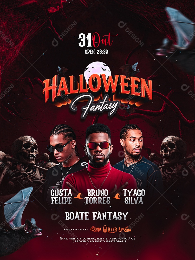 Flyer Próximos Shows Halloween Fantasy Social Media PSD Editável