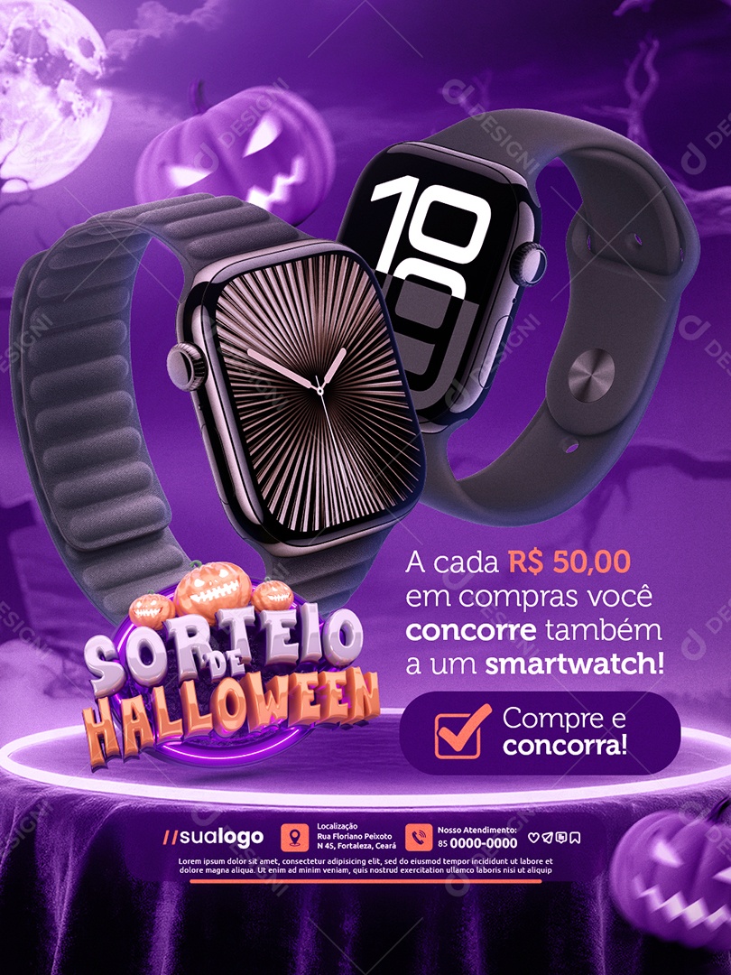 Loja de Celulares Sorteio de Halloween Cada 50 Reais em Compras Você Concorre Social Media PSD Editável