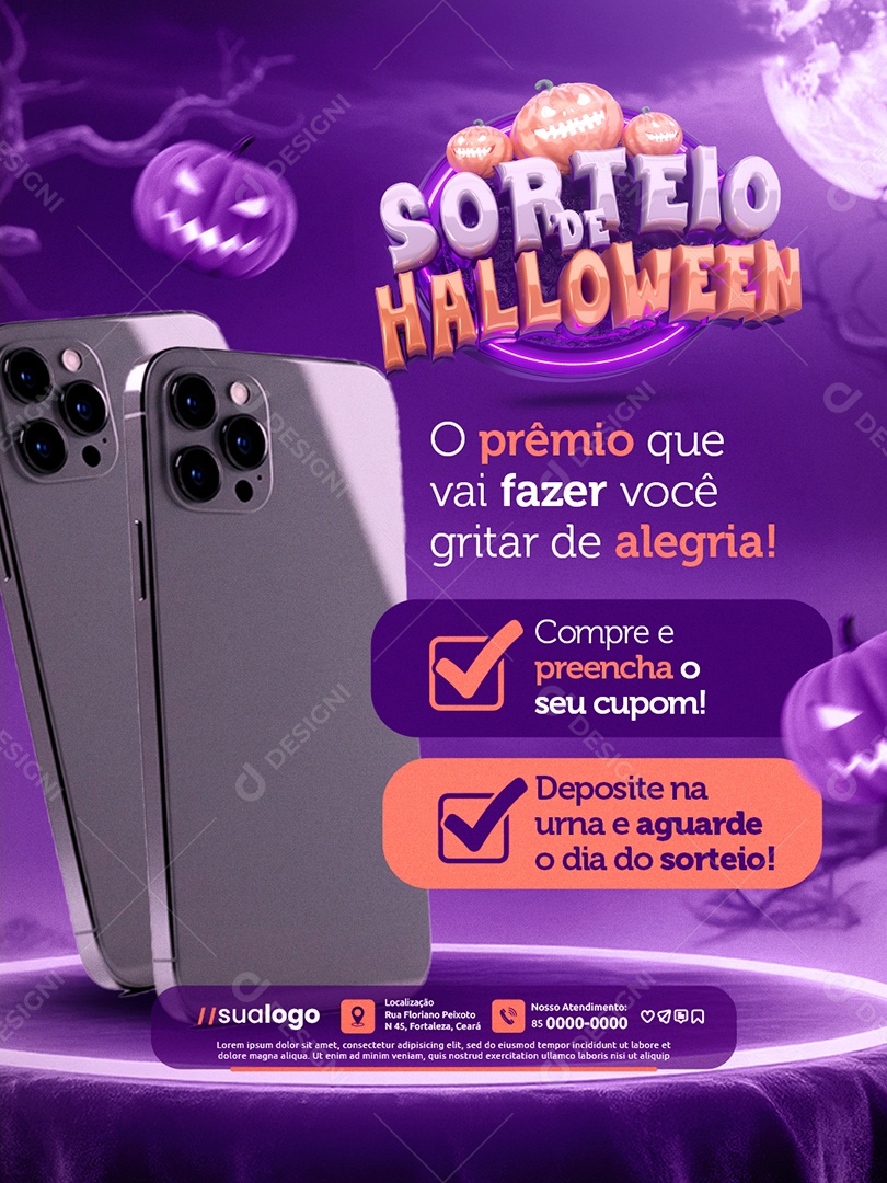 Loja de Celulares Sorteio de Halloween O Prêmio Que Vai Fazer Você Gritar de Alegria Social Media PSD Editável