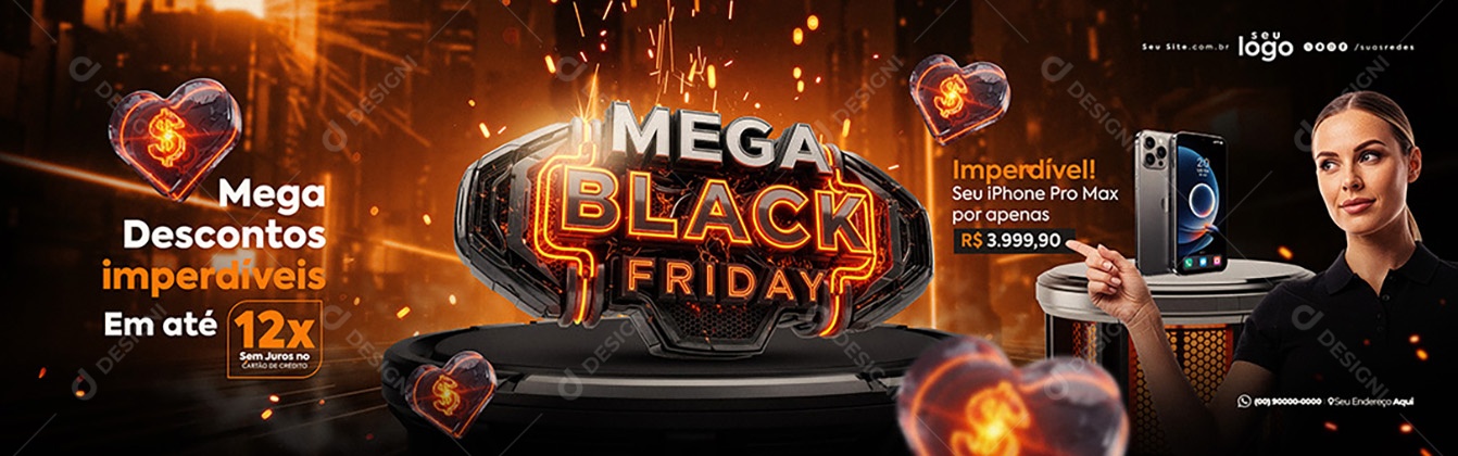 Banner Mega Black Friday Social Media PSD Editável