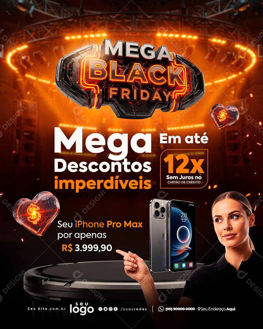 Mega Black Friday Social Media Feed PSD Editável