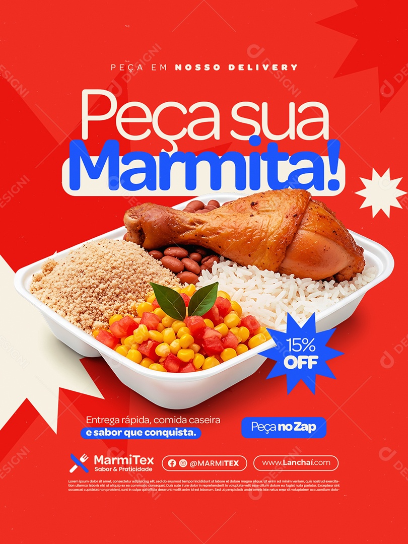 Marmitex Peça Sua Marmita Social Media PSD Editável