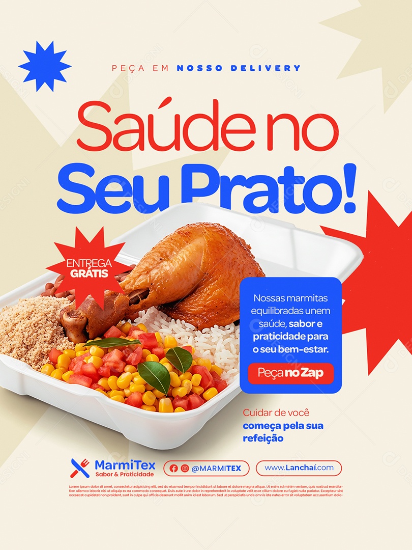 Marmitex Saúde no Seu Prato Social Media PSD Editável
