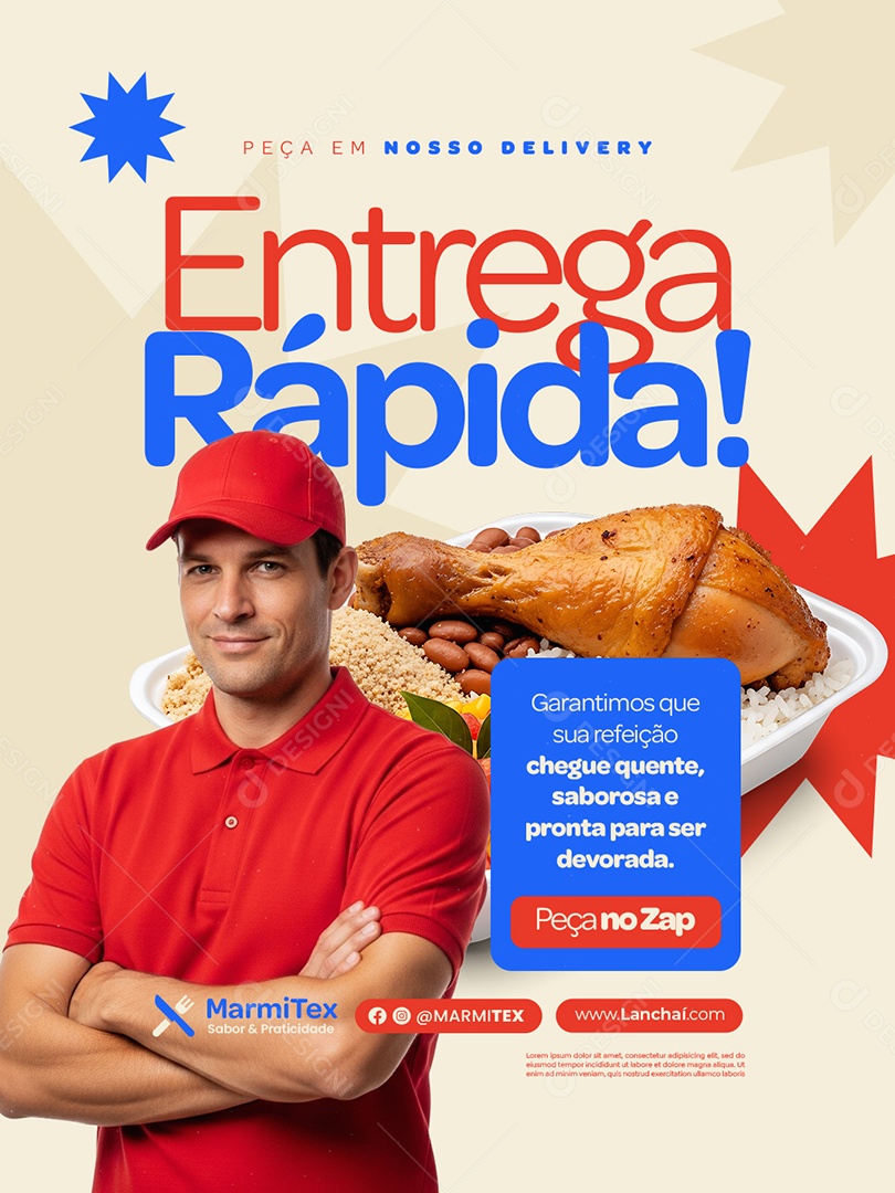 Marmitex Entrega Rápida Peça em Nosso Delivery Social Media PSD Editável