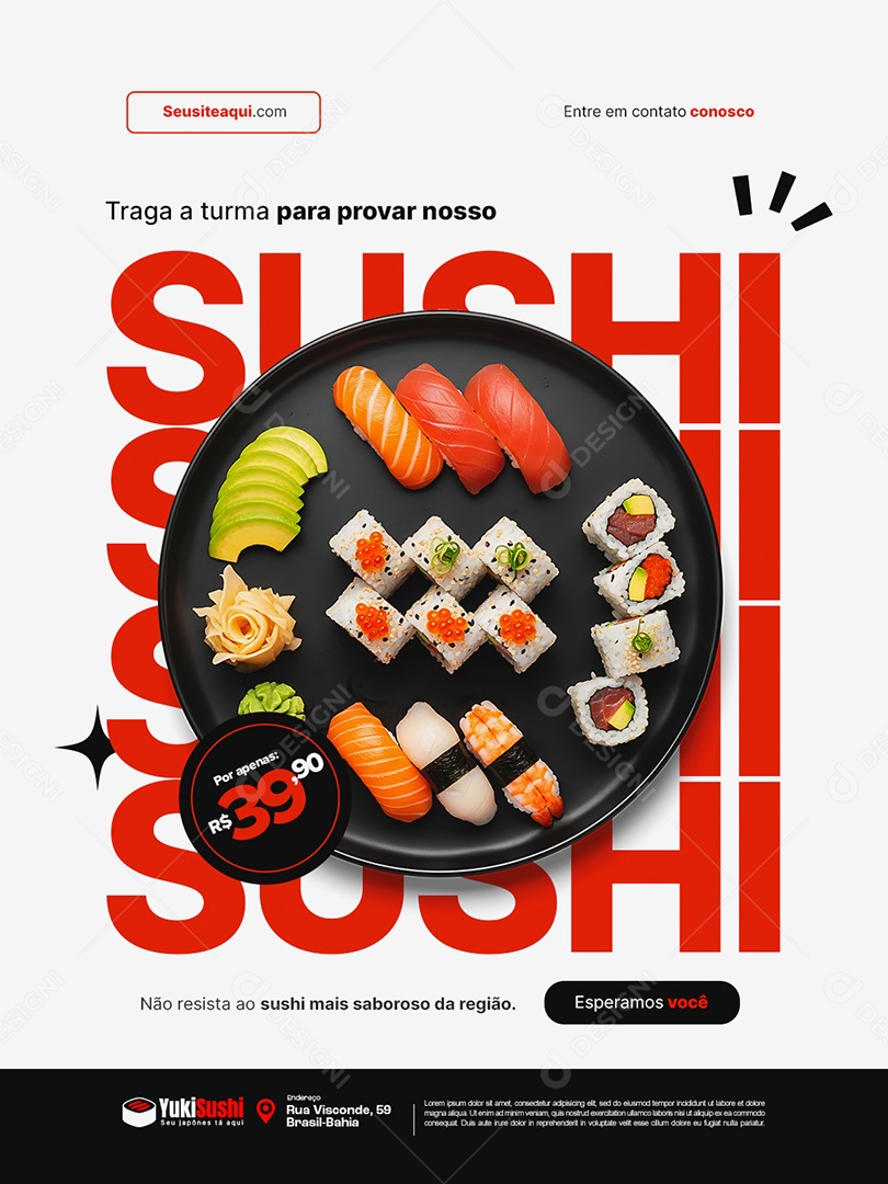 Comida Japonesa Traga a Turma Para Provar Nosso Sushi Social Media PSD Editável