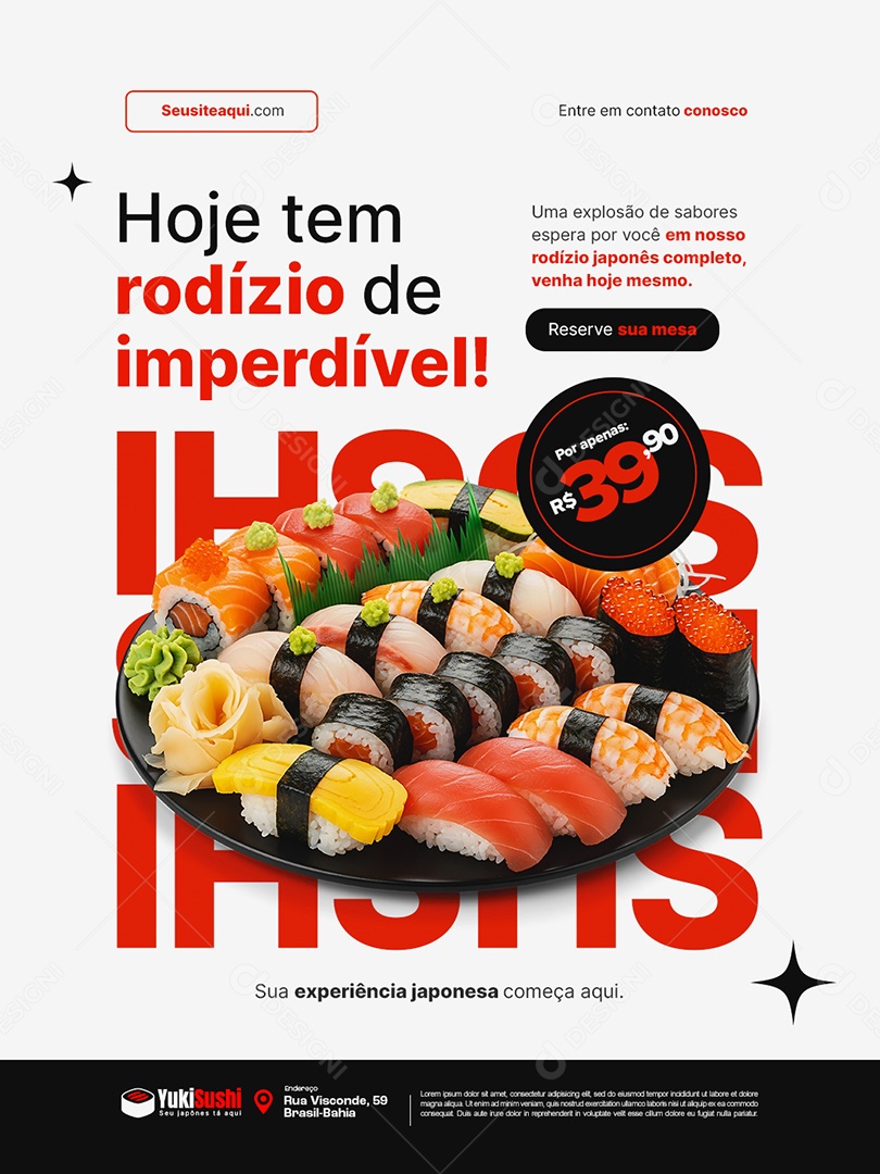Comida Japonesa Hoje Tem Rodízio de Imperdível Social Media PSD Editável
