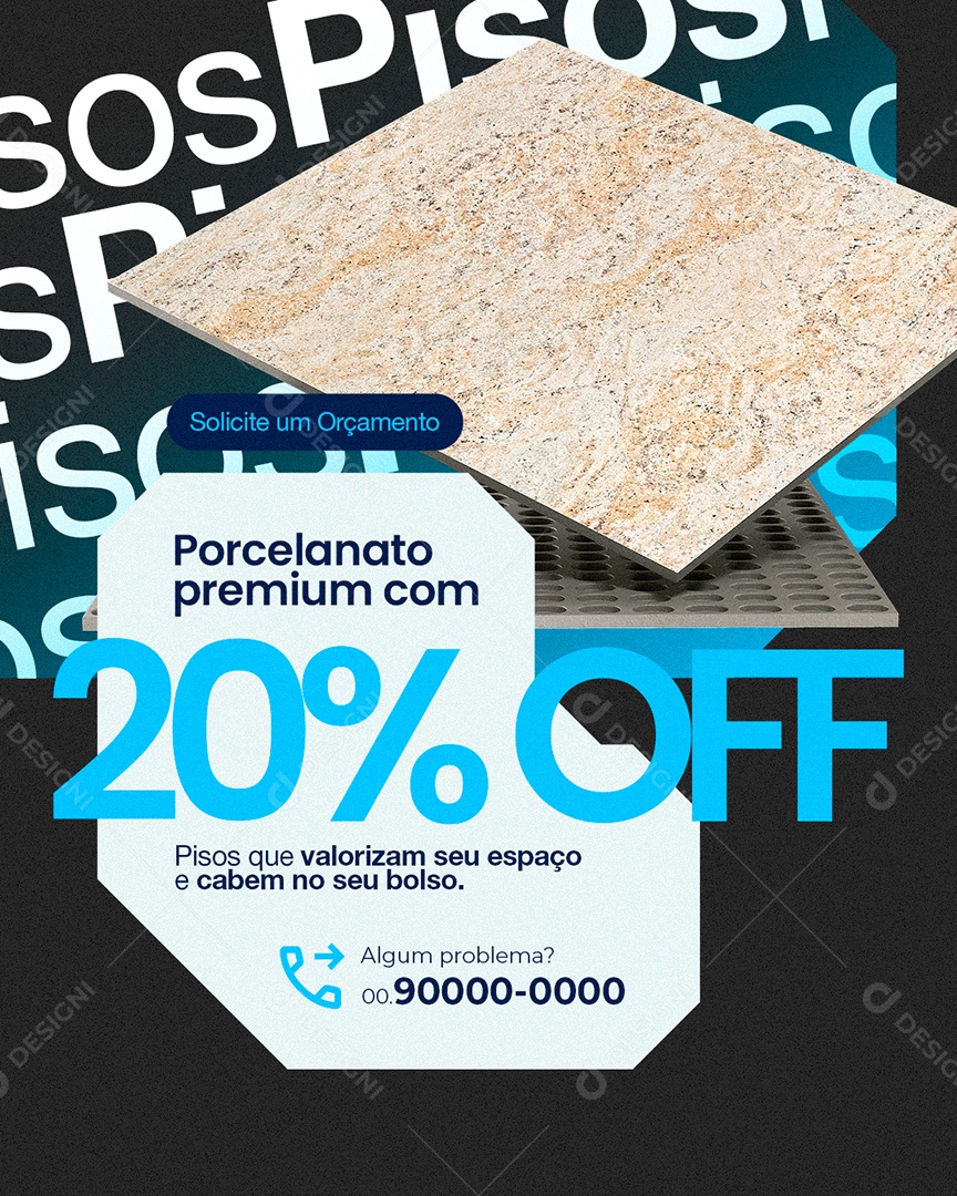 Loja de Pisos Solicite Um Orçamento Porcelanato Premium Social Media PSD Editável