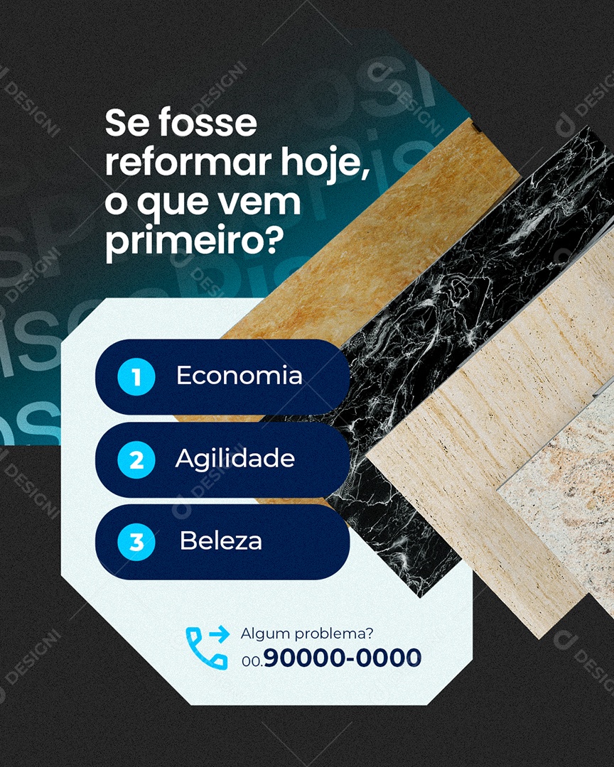 Loja de Pisos Se Fosse Reformar Hoje O Que Vem Primeiro Social Media PSD Editável