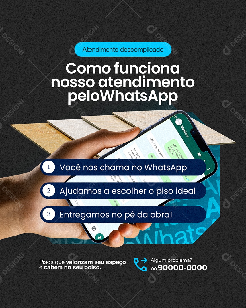 Loja de Pisos Atendimento Descomplicado Social Media PSD Editável