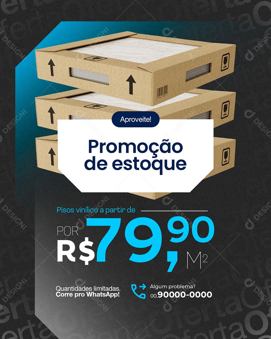 Loja de Pisos Aproveite Promoção de Estoque Social Media PSD Editável