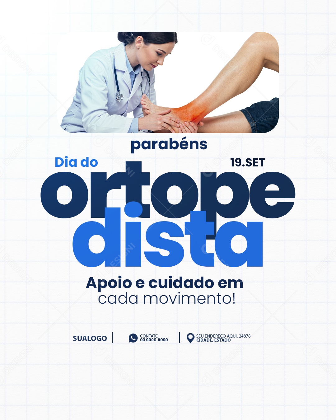 Feliz Dia do Ortopedista 19 de Setembro Parabéns Social Media PSD Editável