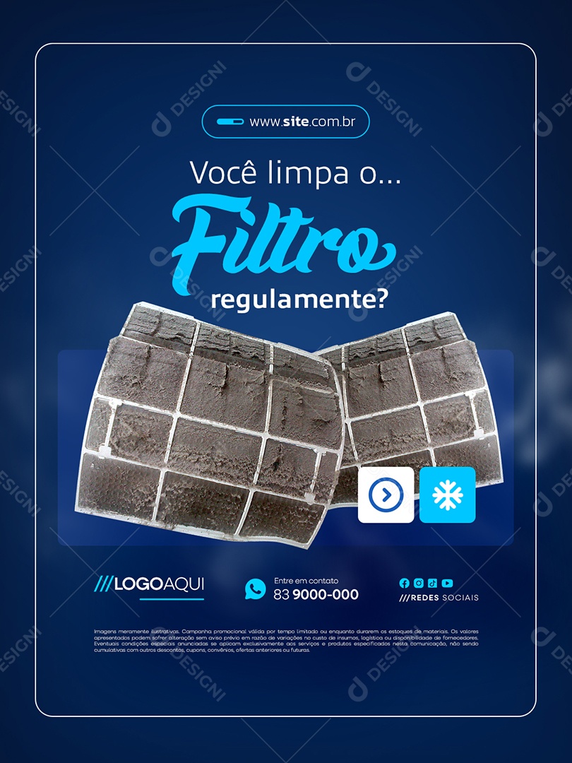 Climatização Você Limpa o Filtro Regulamente Social Media PSD Editável