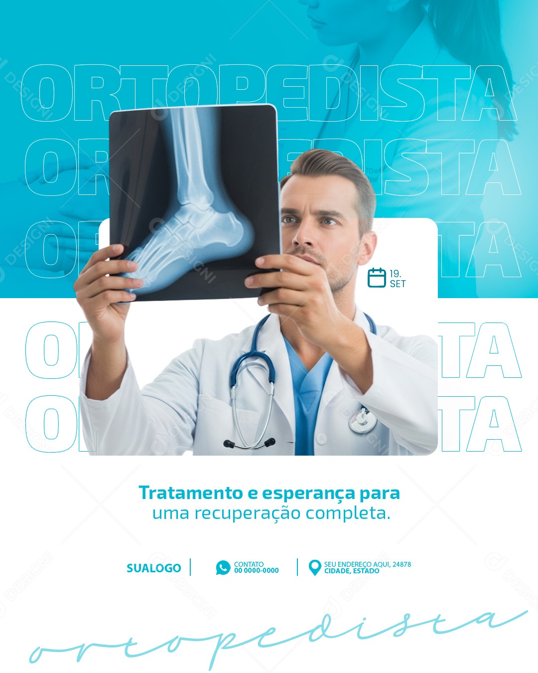 Feliz Dia do Ortopedista 19 de Setembro Parabéns Social Media PSD Editável