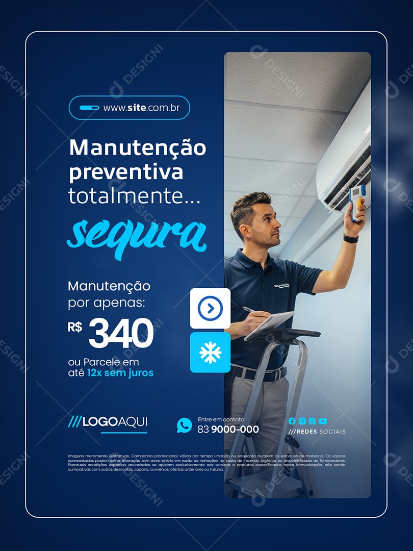Climatização Manutenção Preventiva Totalmente Segura Social Media PSD Editável