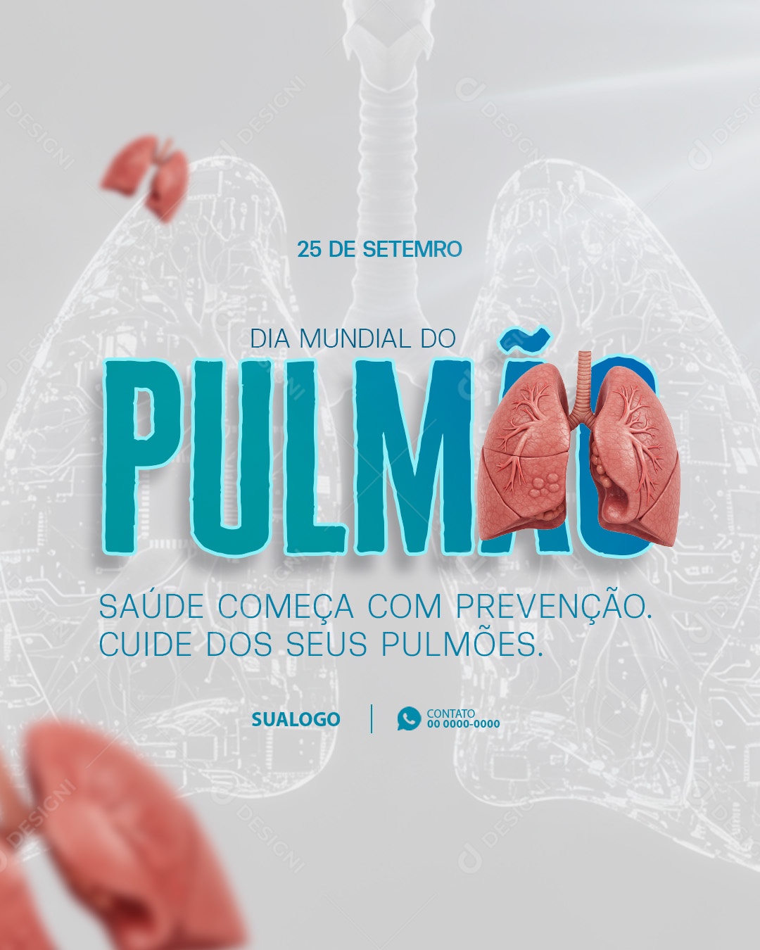 Dia Mundial do Pulmão 25 de Setembro Social Media PSD Editável