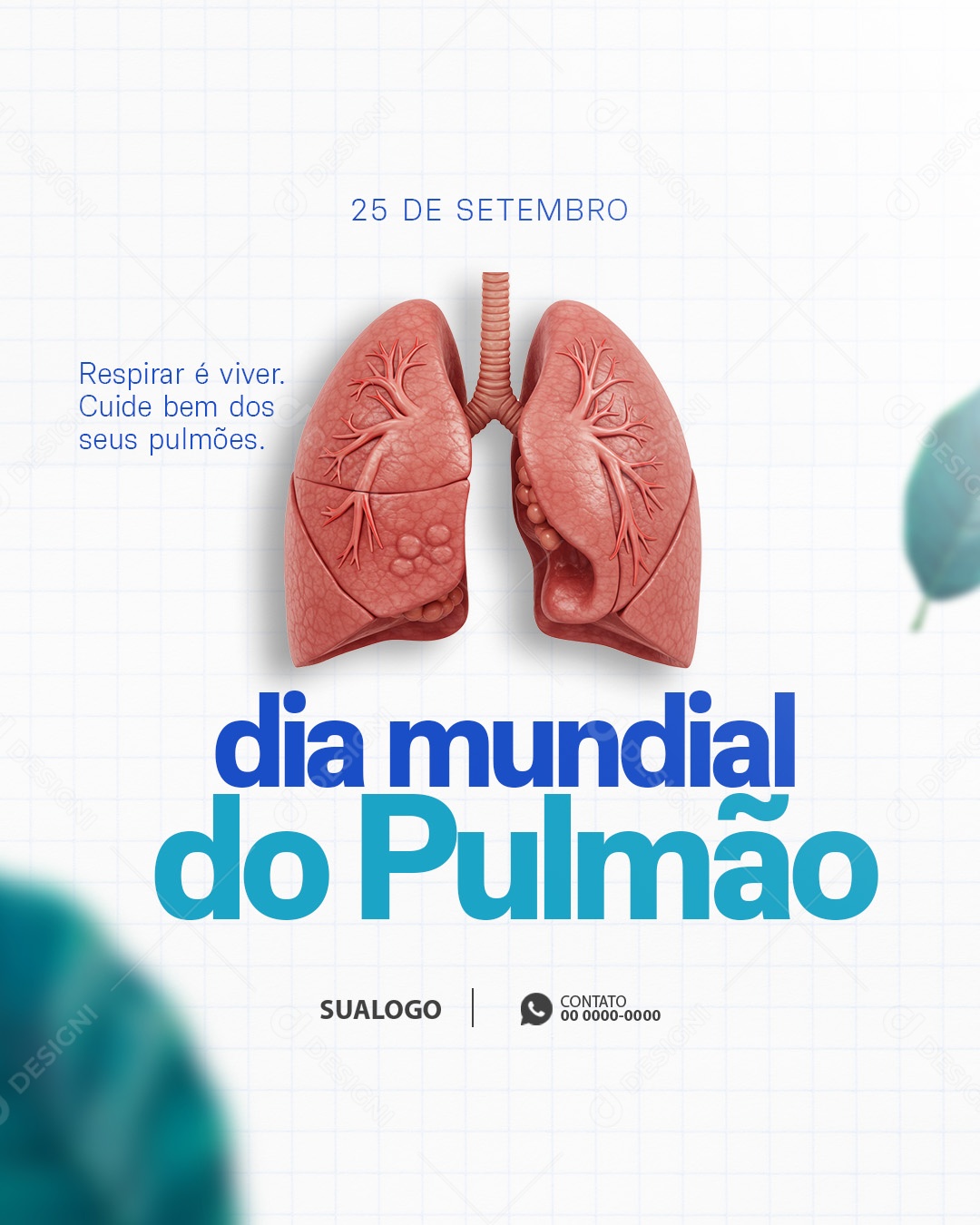 Dia Mundial do Pulmão 25 de Setembro Social Media PSD Editável