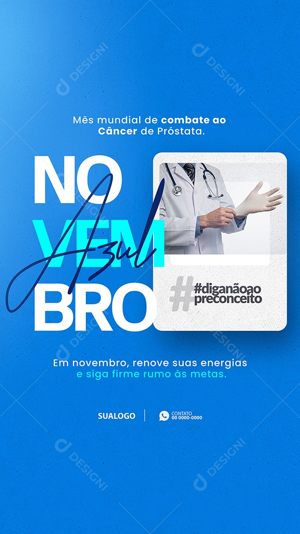Story Novembro Azul Mês de Combate ao Câncer de Próstata Social Media PSD Editável