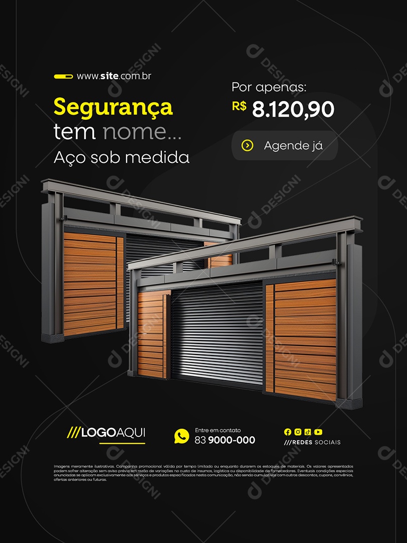 Serralheria Segurança Tem Nome Aço Sob Medida Social Media PSD Editável