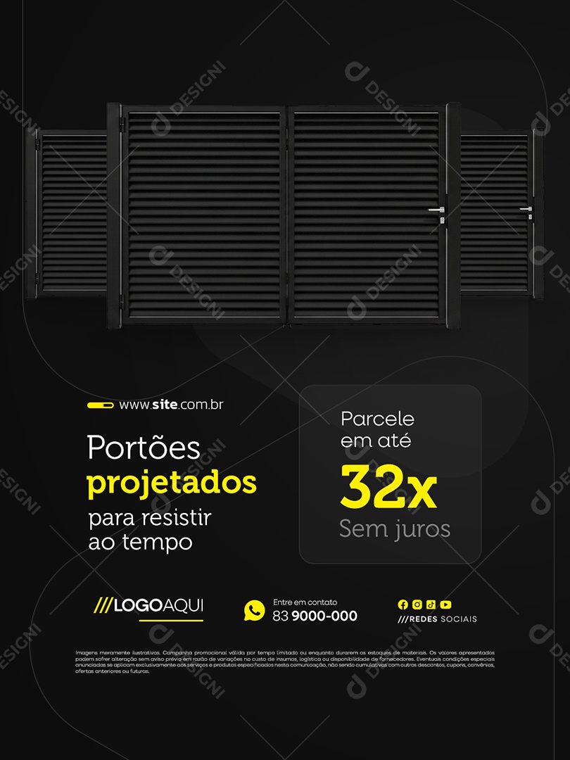 Serralheria Portões Projetados para Resistir ao Tempo Social Media PSD Editável