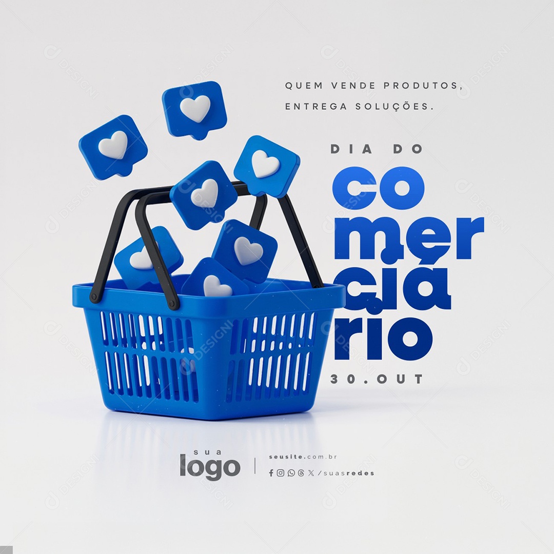 Dia do Comerciário 30 de Outubro Social Media PSD Editável