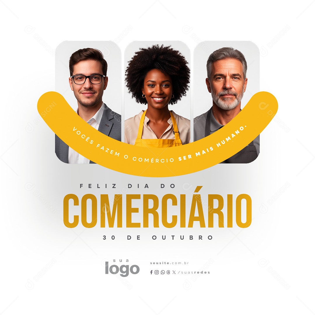 Feliz Dia do Comerciário 30 de Outubro Social Media PSD Editável