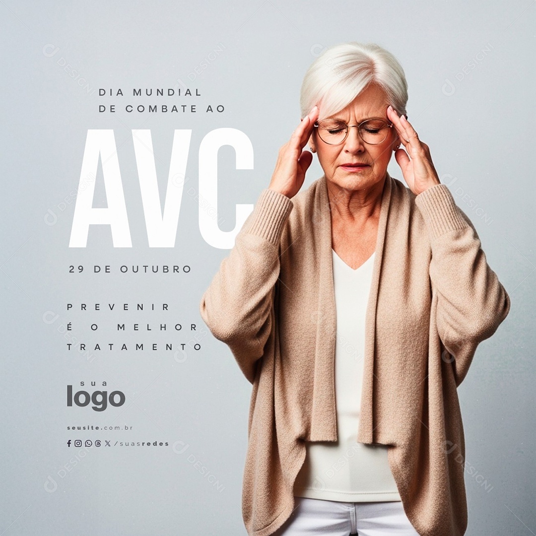 Dia Mundial de Combate ao AVC 29 de Outubro Social Media PSD Editável