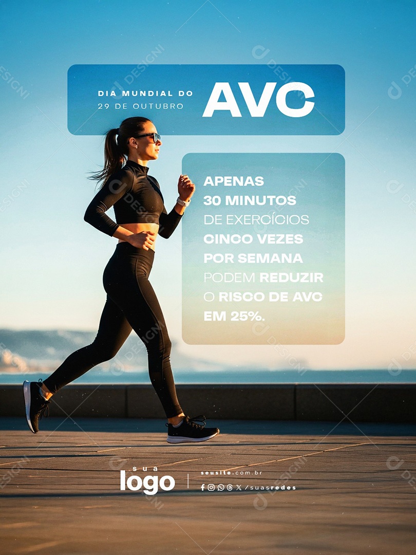 Dia Mundial do AVC 29 de Outubro Social Media PSD Editável