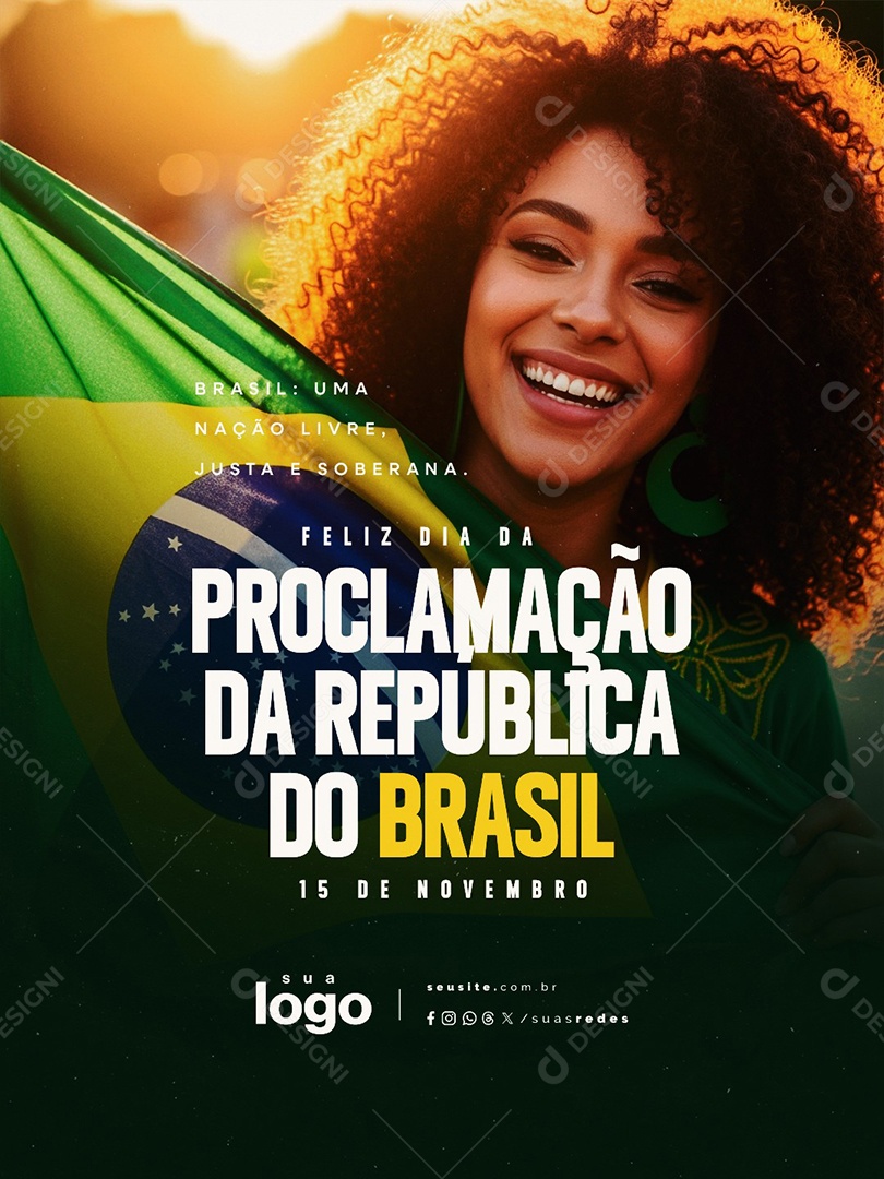 Feliz Dia da Proclamação da República 15 de Novembro Social Media PSD Editável