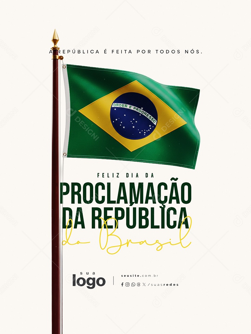 Feliz Dia da Proclamação da República 15 de Novembro Social Media PSD Editável