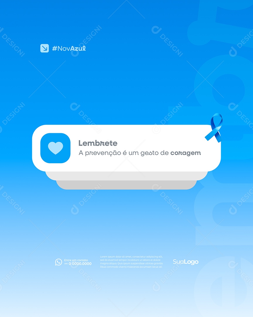 Novembro Azul Lembrete Prevenção é Um Gesto de Coragem Social Media PSD Editável