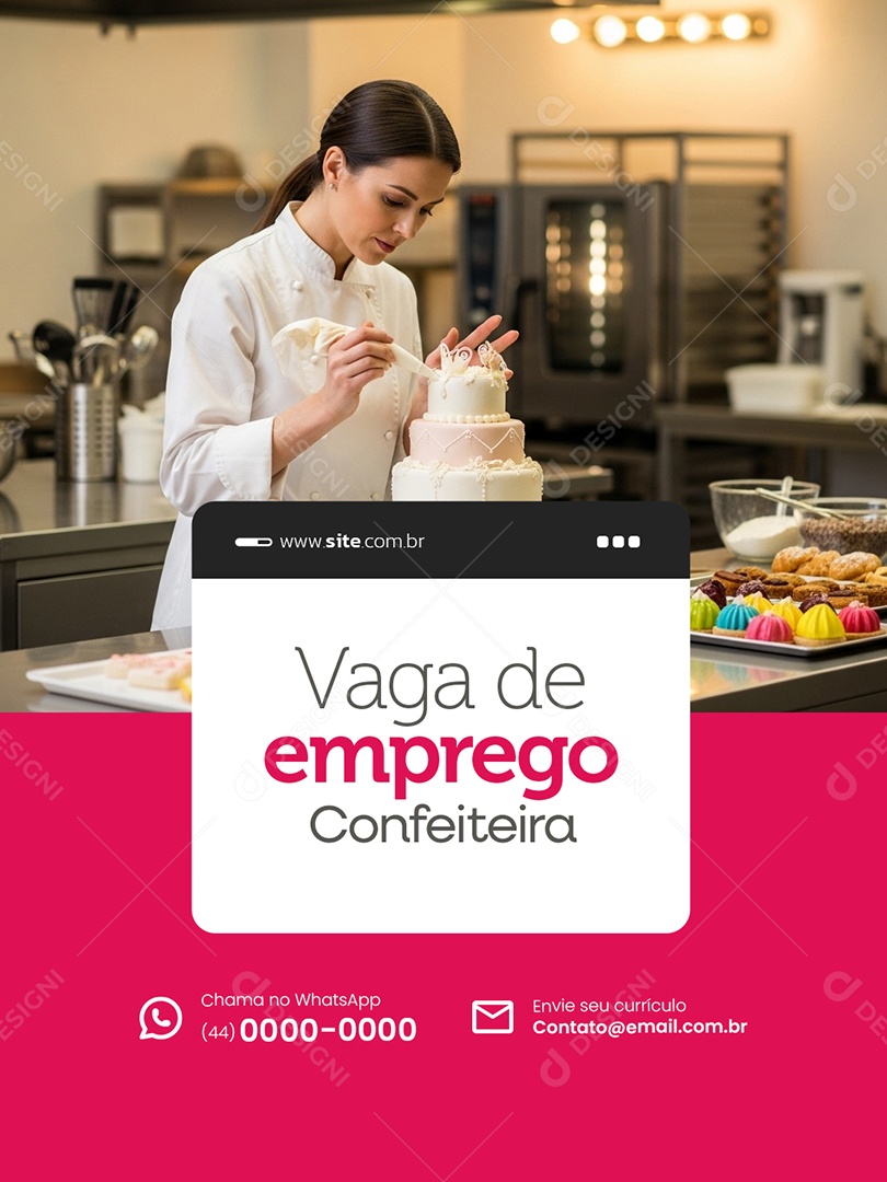 Vaga de Emprego Confeiteira Social Media PSD Editável