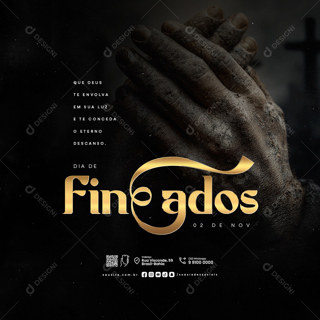Dia de Finados 02 de Novembro Que Deus Te Envolva em Sua Luz Social Media PSD Editável