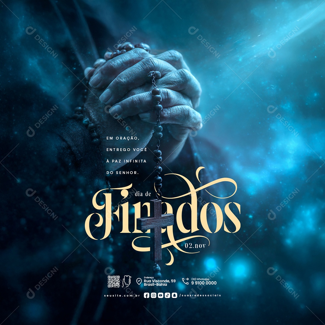 Dia de Finados 02 de Novembro Em Oração Entrego Você Social Media PSD Editável