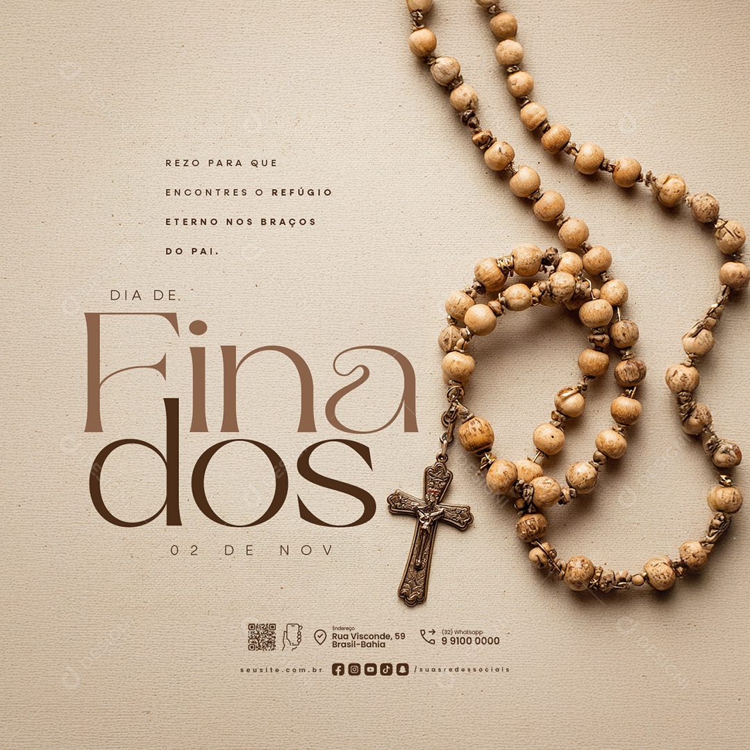Dia de Finados 02 de Novembro Rezo para Que Encontres Social Media PSD Editável