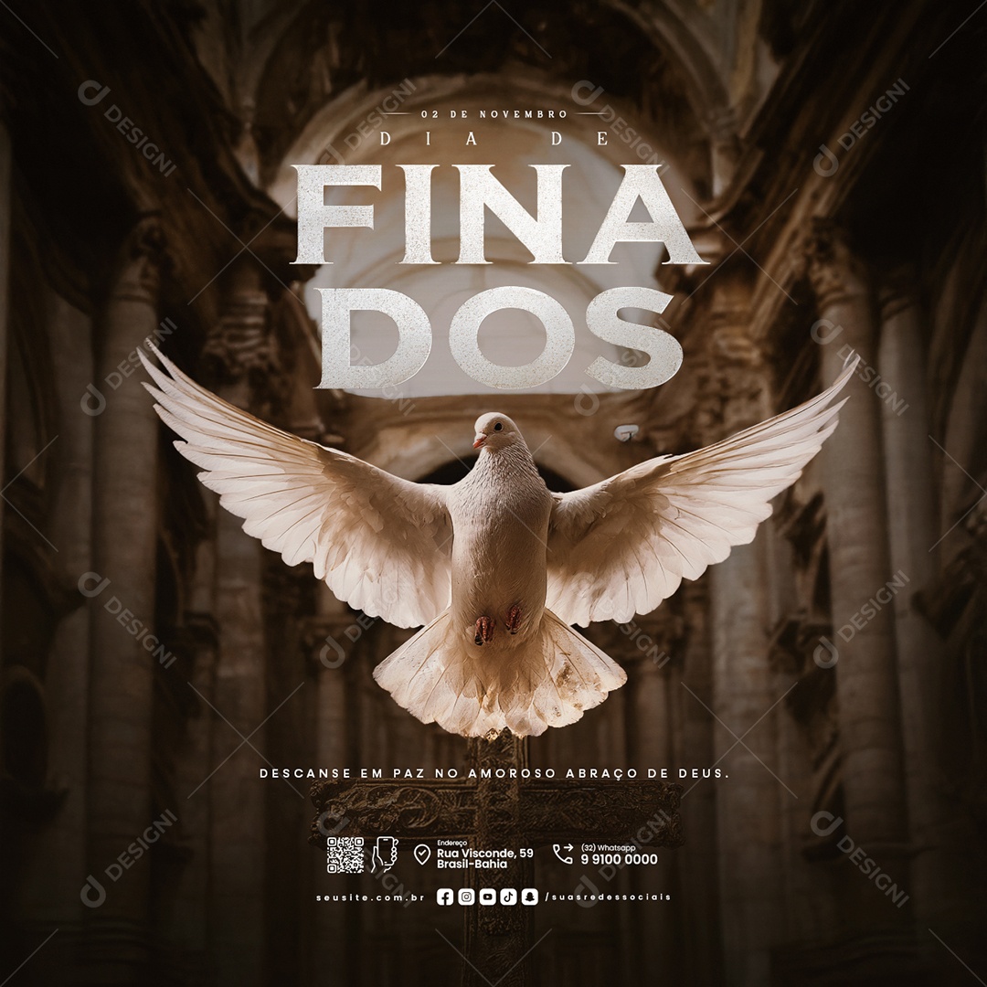 Dia de Finados 02 de Novembro Descanse em Paz no Amoroso Social Media PSD Editável