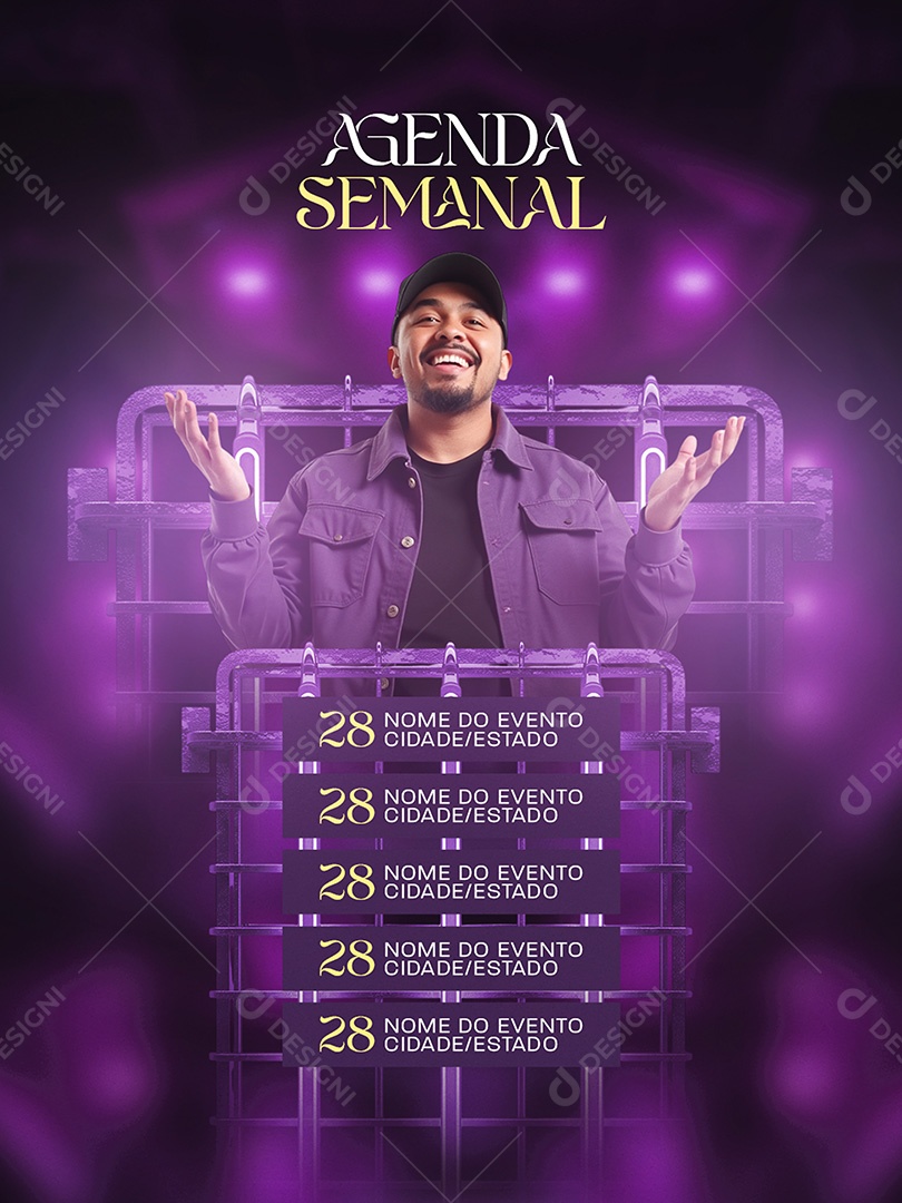 Flyer Agenda Semanal Social Media PSD Editável