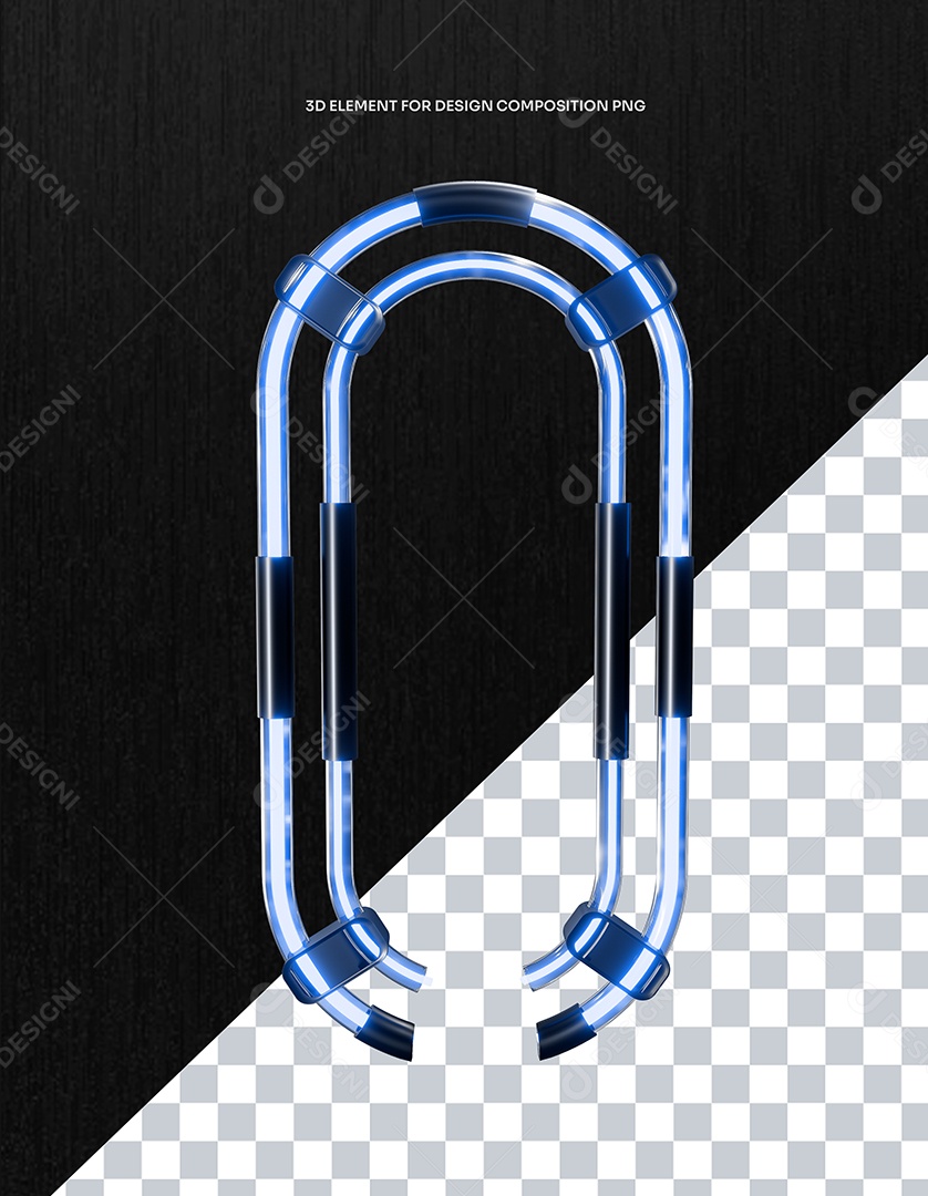 Elemento 3D Elemento Gráfico Néon para Flyer Azul Composição PSD