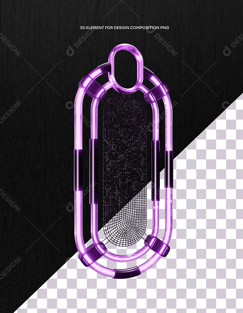 Elemento 3D Elemento Gráfico Néon para Flyer Roxo Composição PSD