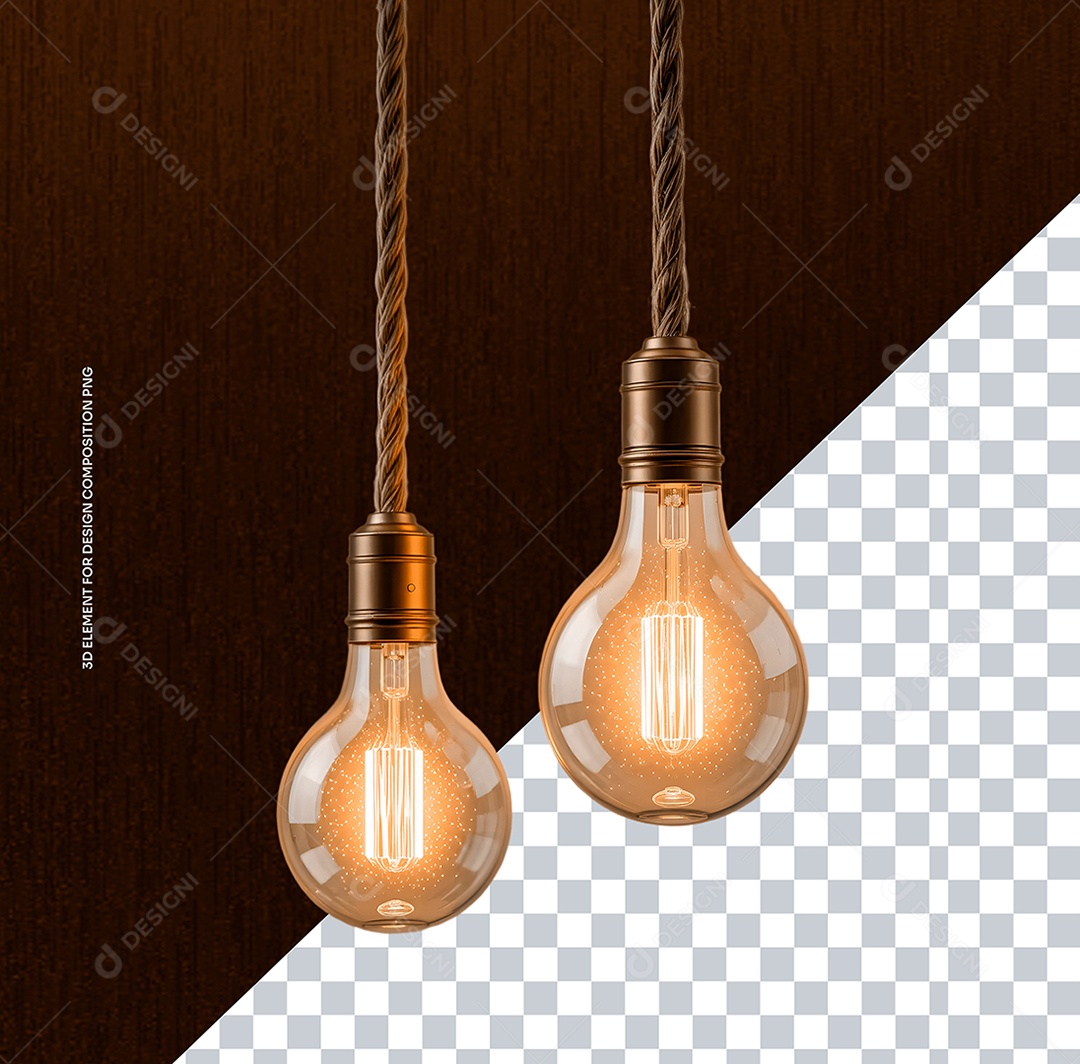 Elemento 3D Lâmpada para Composição PSD