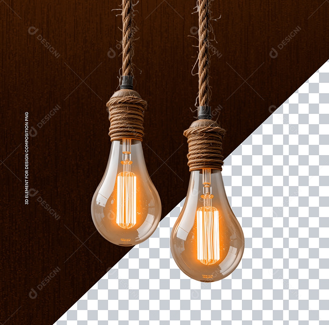 Elemento 3D Lâmpada Rustica para Composição PSD