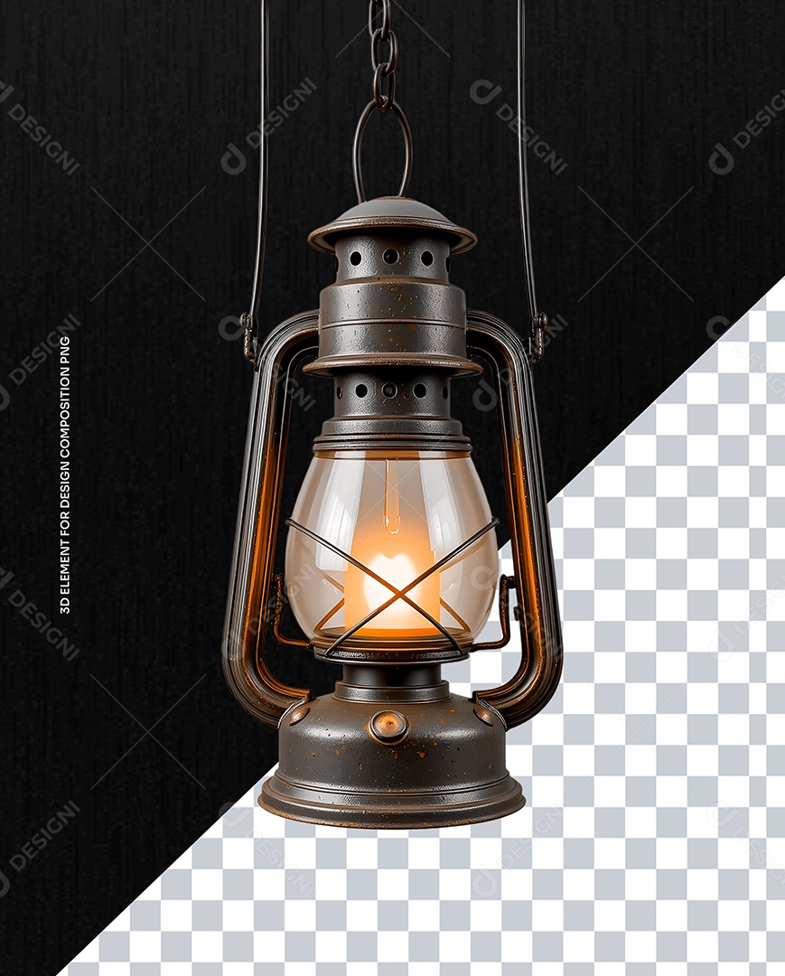 Elemento 3D Lamparina Acesa para Composição PSD