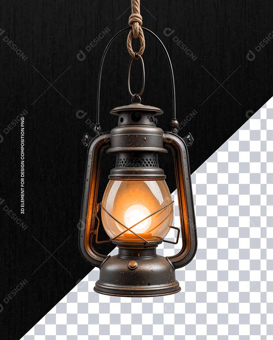 Elemento 3D Lamparina para Composição PSD