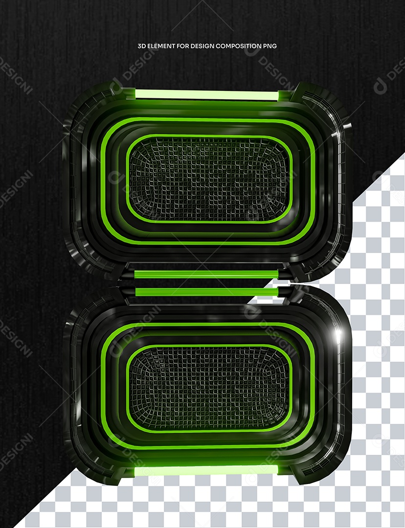 Elemento 3D Placa de Metal Com Leds Néon Verde para Flyer Composição PSD